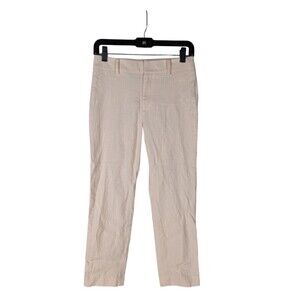 Club Monaco Pants 0 Womens Slim Fit Straight Pale Pink Crepe Cropped Trousers